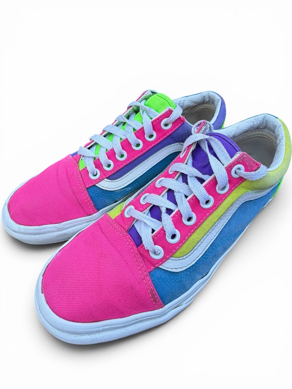 Vans Old Skool Neon Colorblock Sneakers Women’s 7.5 EU 38 Canvas Shoes